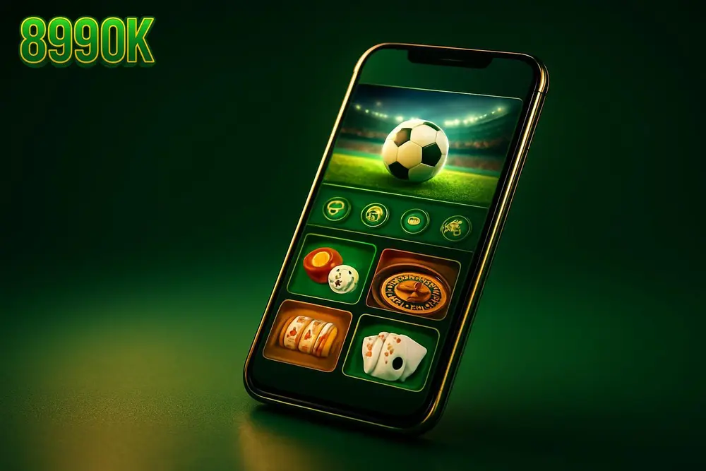 899OK Bangladesh โ a smartphone displaying a colorful betting homepage screen 899OK Bangladesh โ a smartphone displaying a colorful betting homepage screen